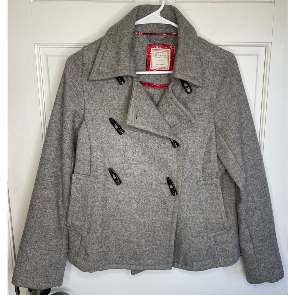 Old Navy Y2K Women's Wool Blend Peacoat Sz XS Long Sleeve Jacket Retro Preppy
